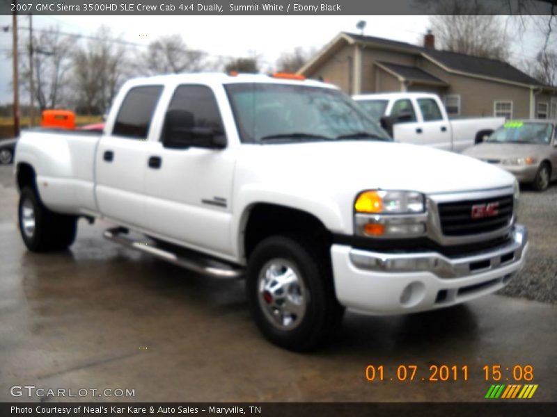 Summit White / Ebony Black 2007 GMC Sierra 3500HD SLE Crew Cab 4x4 Dually