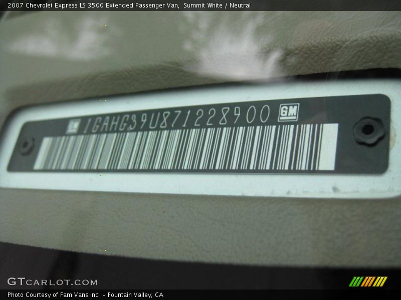 Summit White / Neutral 2007 Chevrolet Express LS 3500 Extended Passenger Van
