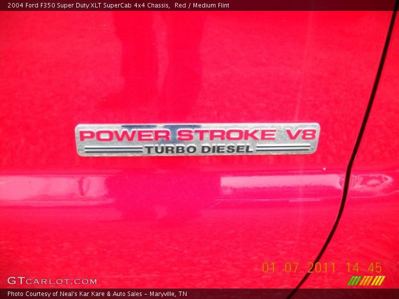 Red / Medium Flint 2004 Ford F350 Super Duty XLT SuperCab 4x4 Chassis
