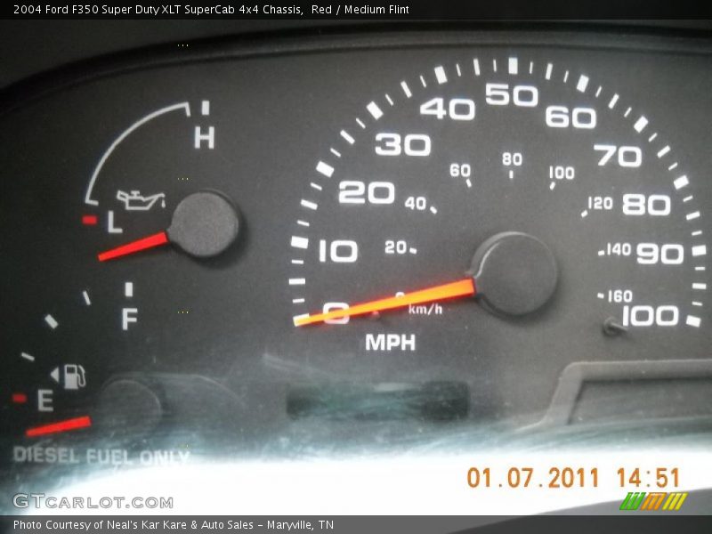Red / Medium Flint 2004 Ford F350 Super Duty XLT SuperCab 4x4 Chassis