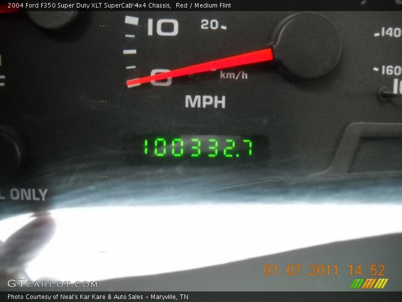 Red / Medium Flint 2004 Ford F350 Super Duty XLT SuperCab 4x4 Chassis