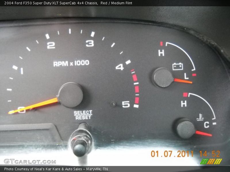 Red / Medium Flint 2004 Ford F350 Super Duty XLT SuperCab 4x4 Chassis