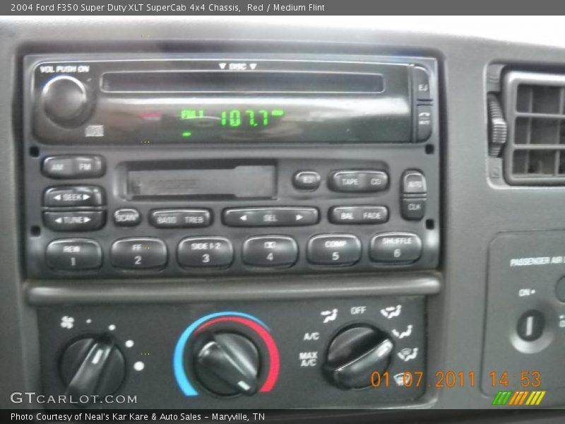 Red / Medium Flint 2004 Ford F350 Super Duty XLT SuperCab 4x4 Chassis