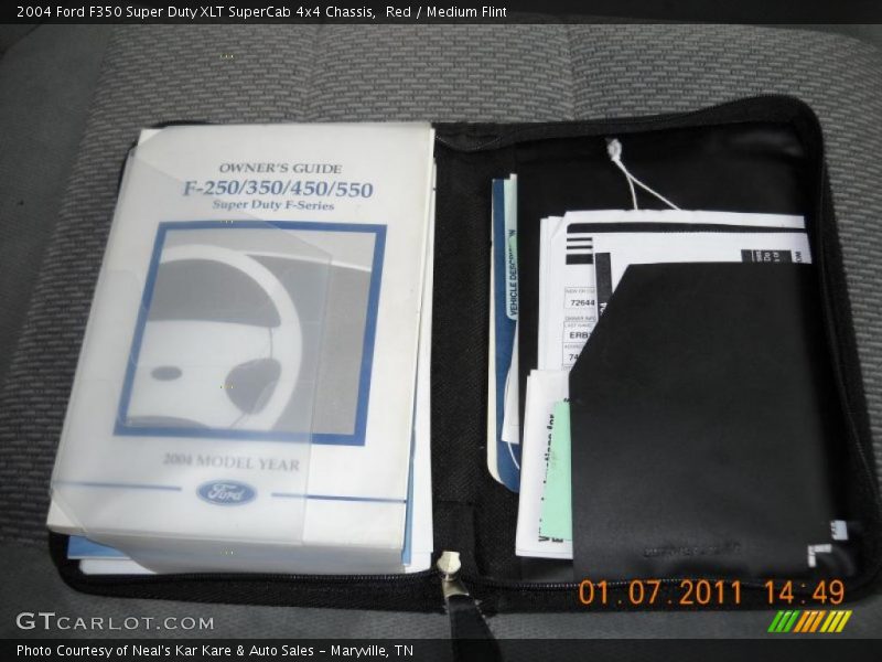 Red / Medium Flint 2004 Ford F350 Super Duty XLT SuperCab 4x4 Chassis