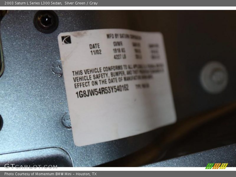 Silver Green / Gray 2003 Saturn L Series L300 Sedan
