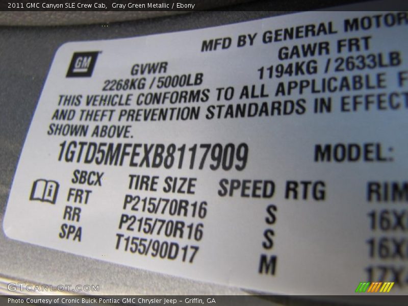 Gray Green Metallic / Ebony 2011 GMC Canyon SLE Crew Cab