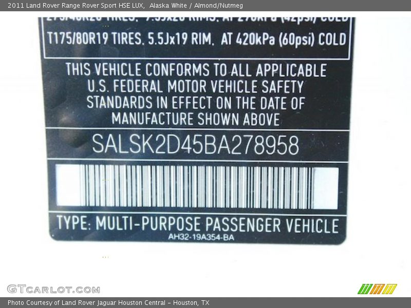 Alaska White / Almond/Nutmeg 2011 Land Rover Range Rover Sport HSE LUX