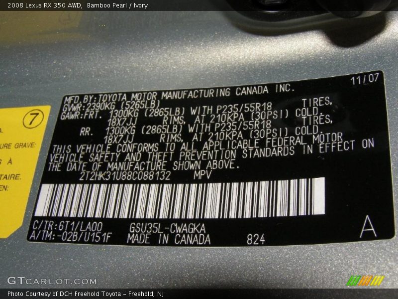 Bamboo Pearl / Ivory 2008 Lexus RX 350 AWD