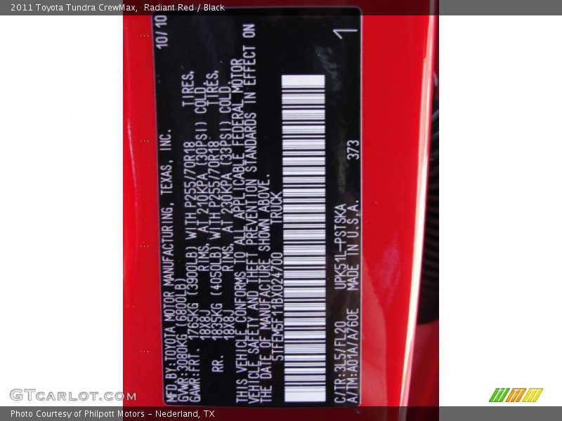 Radiant Red / Black 2011 Toyota Tundra CrewMax