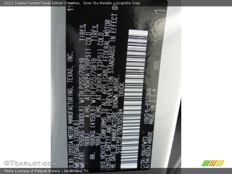 Silver Sky Metallic / Graphite Gray 2011 Toyota Tundra Texas Edition CrewMax
