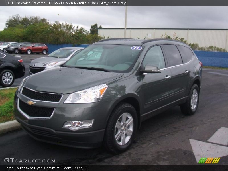 Steel Green Metallic / Dark Gray/Light Gray 2011 Chevrolet Traverse LT