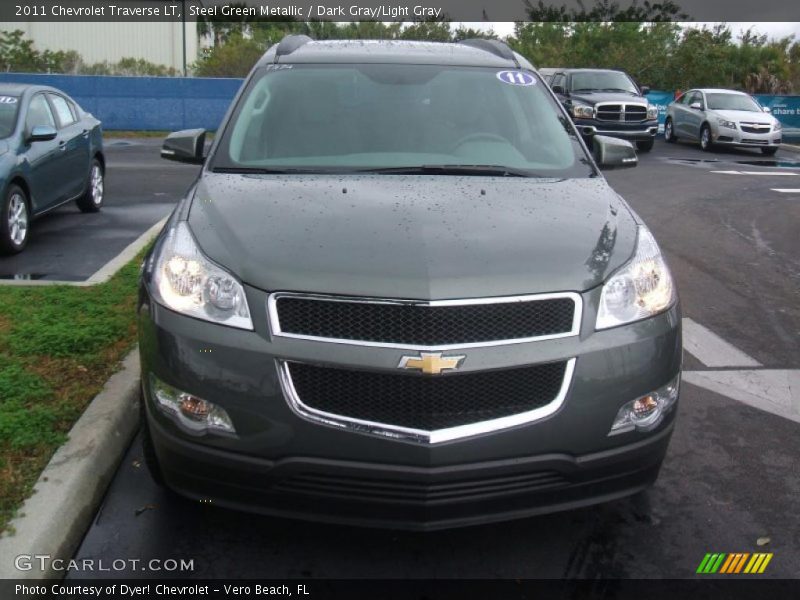 Steel Green Metallic / Dark Gray/Light Gray 2011 Chevrolet Traverse LT