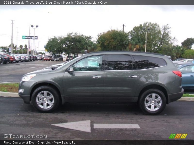 Steel Green Metallic / Dark Gray/Light Gray 2011 Chevrolet Traverse LT