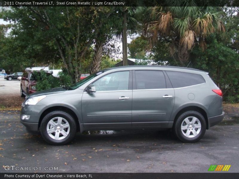 Steel Green Metallic / Light Gray/Ebony 2011 Chevrolet Traverse LT