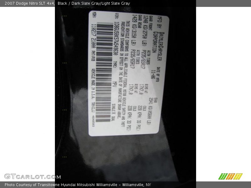 Black / Dark Slate Gray/Light Slate Gray 2007 Dodge Nitro SLT 4x4