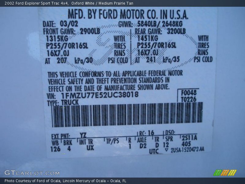 Oxford White / Medium Prairie Tan 2002 Ford Explorer Sport Trac 4x4