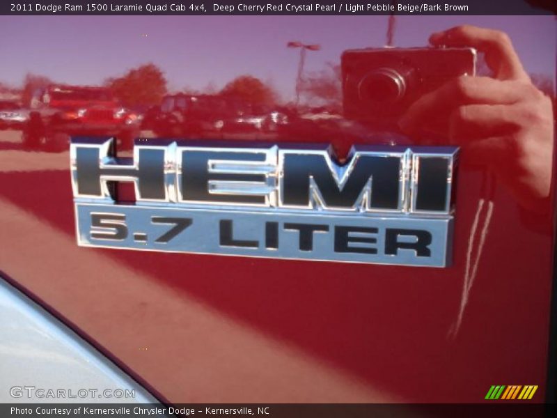 Deep Cherry Red Crystal Pearl / Light Pebble Beige/Bark Brown 2011 Dodge Ram 1500 Laramie Quad Cab 4x4