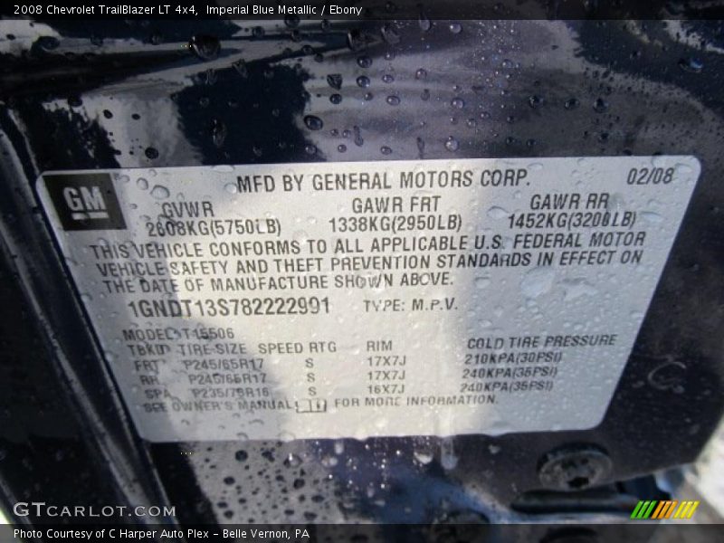 Imperial Blue Metallic / Ebony 2008 Chevrolet TrailBlazer LT 4x4