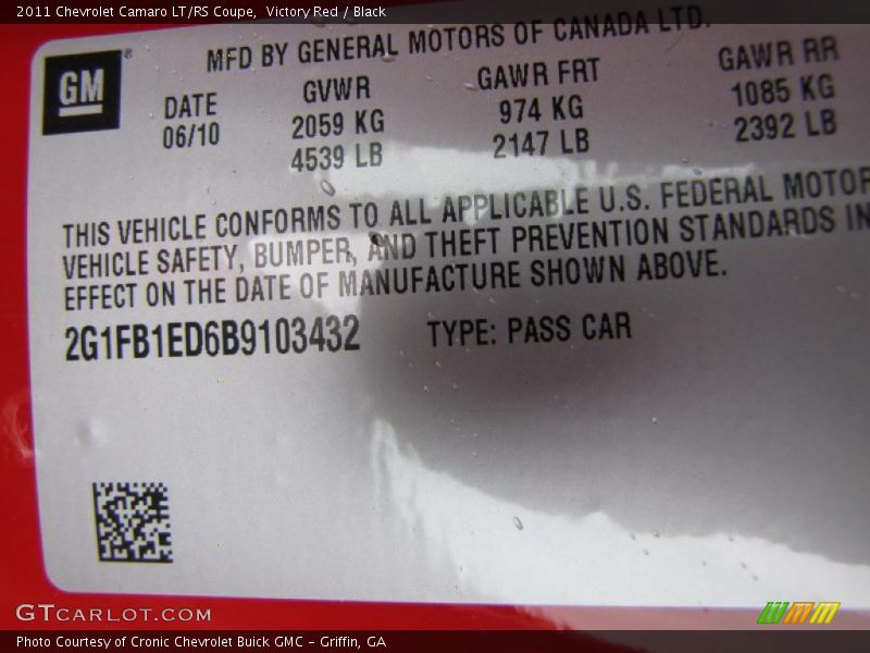 Victory Red / Black 2011 Chevrolet Camaro LT/RS Coupe