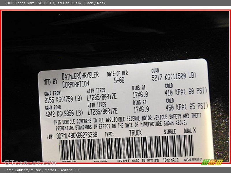 Black / Khaki 2006 Dodge Ram 3500 SLT Quad Cab Dually