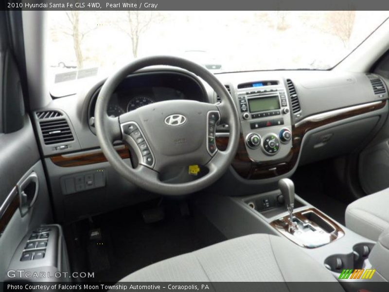 Pearl White / Gray 2010 Hyundai Santa Fe GLS 4WD