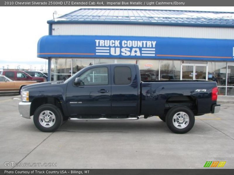 Imperial Blue Metallic / Light Cashmere/Ebony 2010 Chevrolet Silverado 2500HD LTZ Extended Cab 4x4