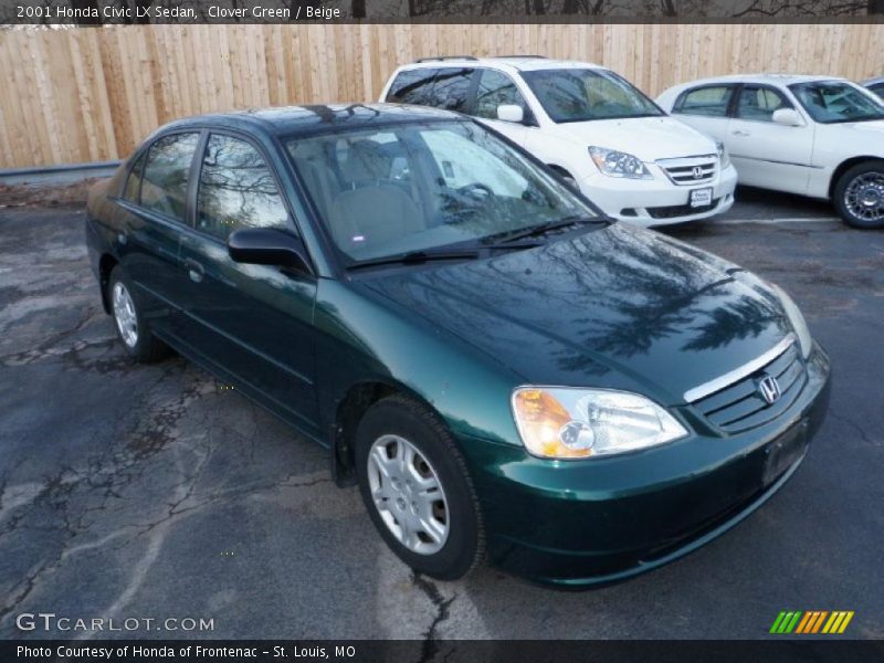 Clover Green / Beige 2001 Honda Civic LX Sedan