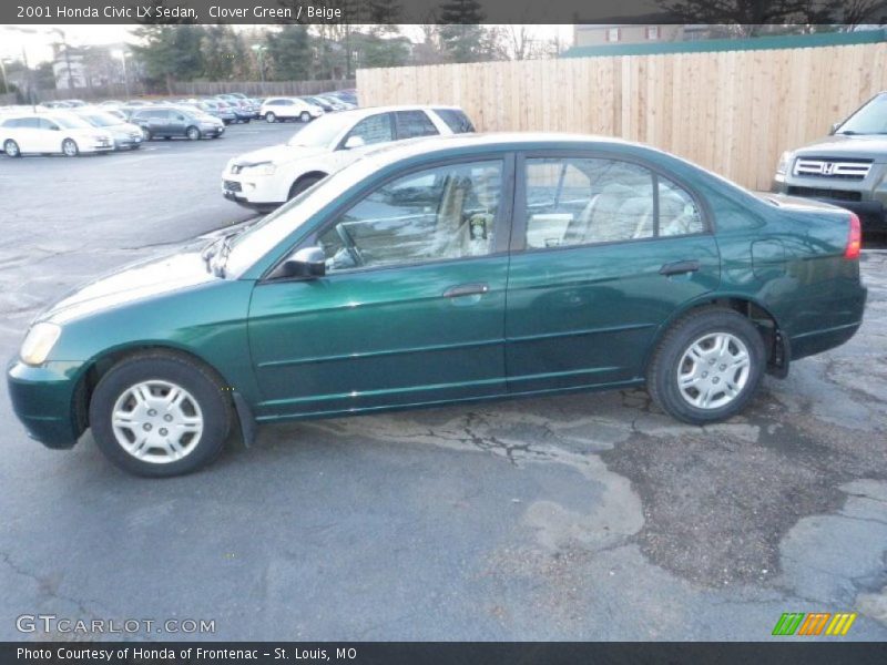 Clover Green / Beige 2001 Honda Civic LX Sedan