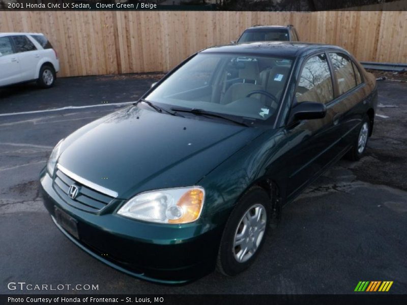 Clover Green / Beige 2001 Honda Civic LX Sedan
