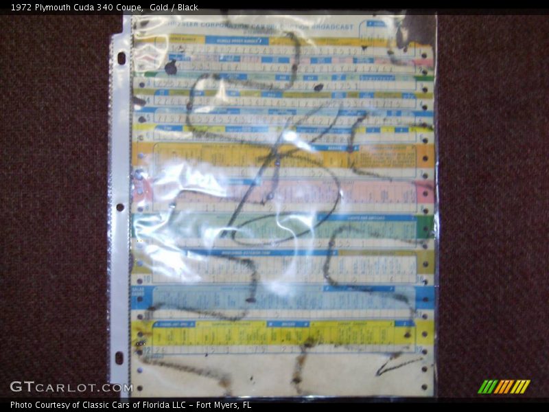 Info Tag of 1972 Cuda 340 Coupe