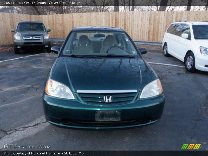 Clover Green / Beige 2001 Honda Civic LX Sedan