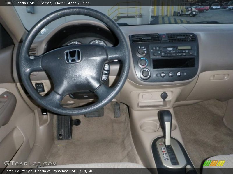 Clover Green / Beige 2001 Honda Civic LX Sedan