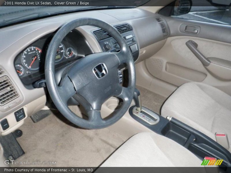 Clover Green / Beige 2001 Honda Civic LX Sedan