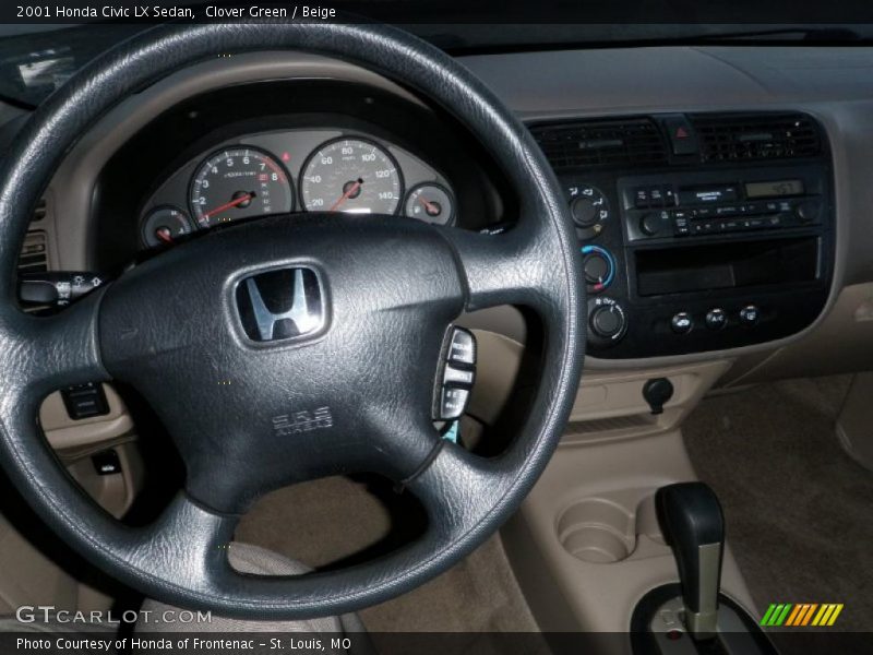 Clover Green / Beige 2001 Honda Civic LX Sedan