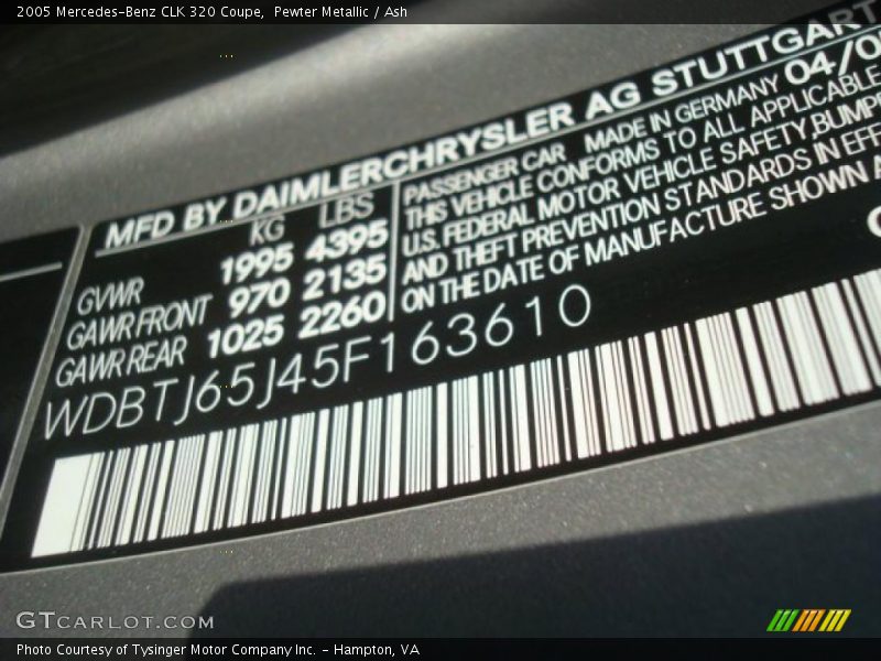 Pewter Metallic / Ash 2005 Mercedes-Benz CLK 320 Coupe