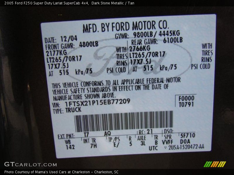 Dark Stone Metallic / Tan 2005 Ford F250 Super Duty Lariat SuperCab 4x4