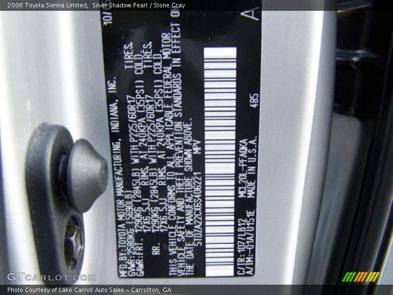 Silver Shadow Pearl / Stone Gray 2006 Toyota Sienna Limited