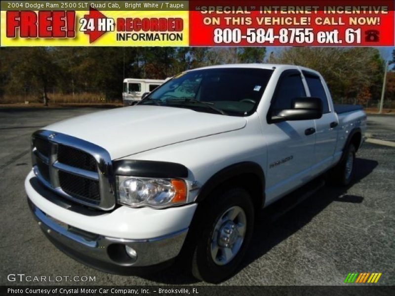 Bright White / Taupe 2004 Dodge Ram 2500 SLT Quad Cab