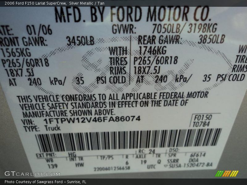 Silver Metallic / Tan 2006 Ford F150 Lariat SuperCrew