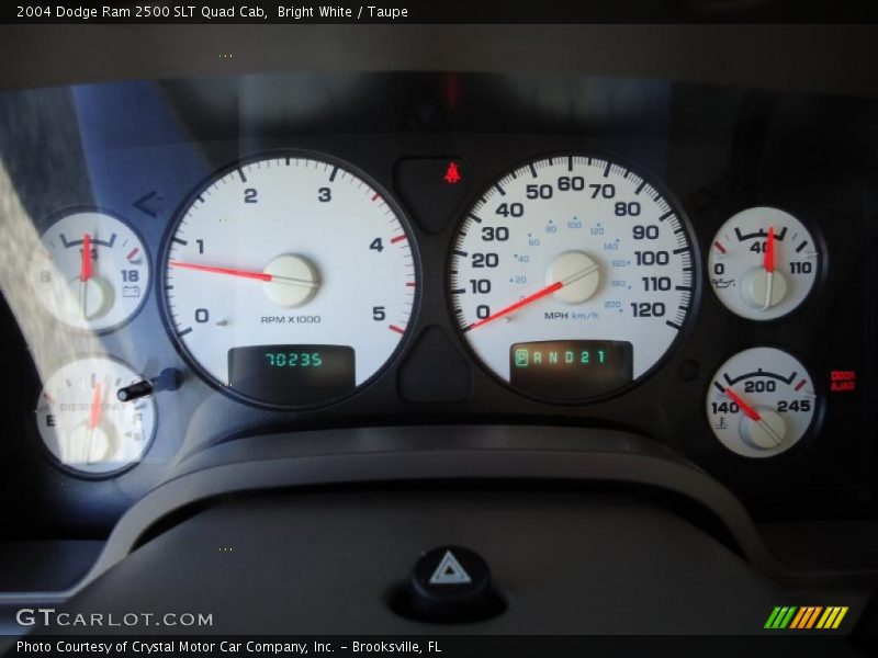 Bright White / Taupe 2004 Dodge Ram 2500 SLT Quad Cab