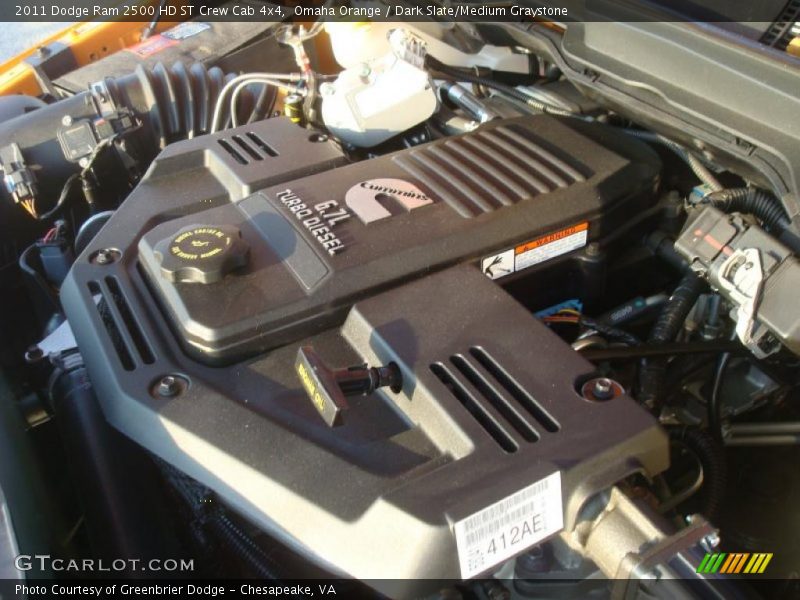  2011 Ram 2500 HD ST Crew Cab 4x4 Engine - 6.7 Liter OHV 24-Valve Cummins VGT Turbo-Diesel Inline 6 Cylinder