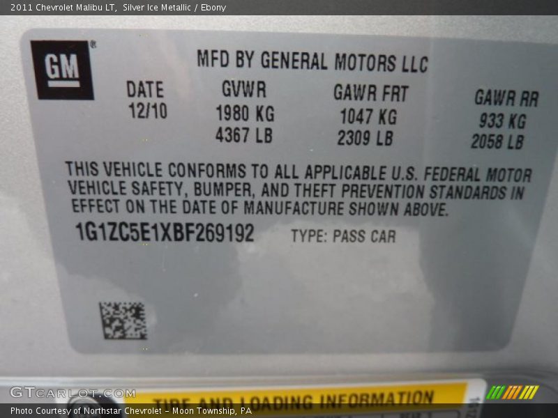 Silver Ice Metallic / Ebony 2011 Chevrolet Malibu LT