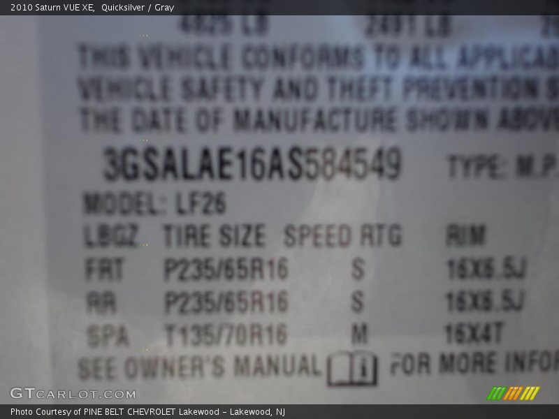 Quicksilver / Gray 2010 Saturn VUE XE
