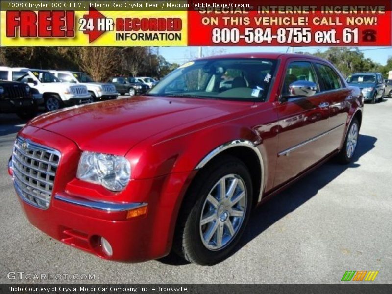 Inferno Red Crystal Pearl / Medium Pebble Beige/Cream 2008 Chrysler 300 C HEMI
