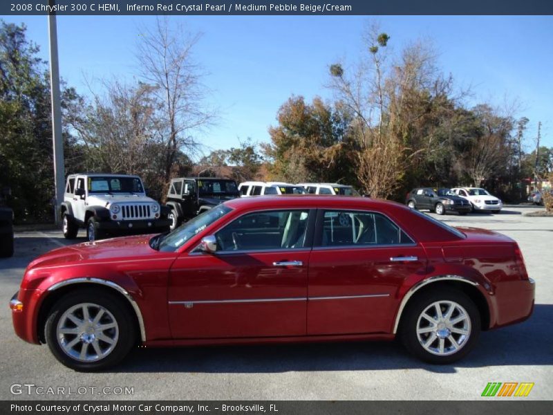 Inferno Red Crystal Pearl / Medium Pebble Beige/Cream 2008 Chrysler 300 C HEMI