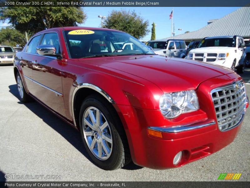 Inferno Red Crystal Pearl / Medium Pebble Beige/Cream 2008 Chrysler 300 C HEMI