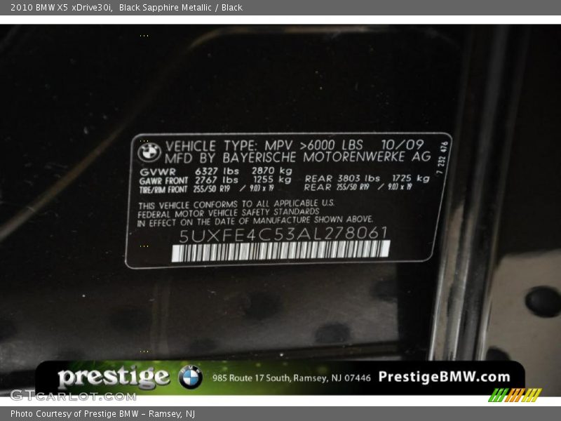 Black Sapphire Metallic / Black 2010 BMW X5 xDrive30i