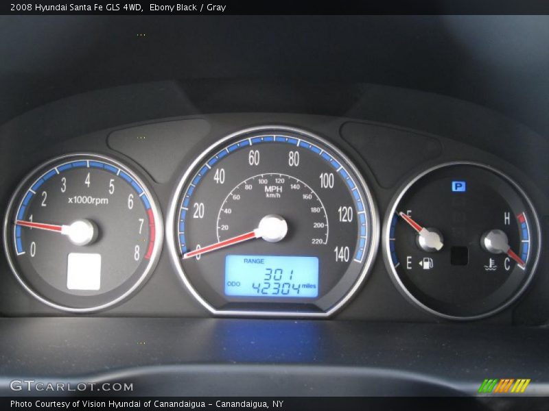 Ebony Black / Gray 2008 Hyundai Santa Fe GLS 4WD