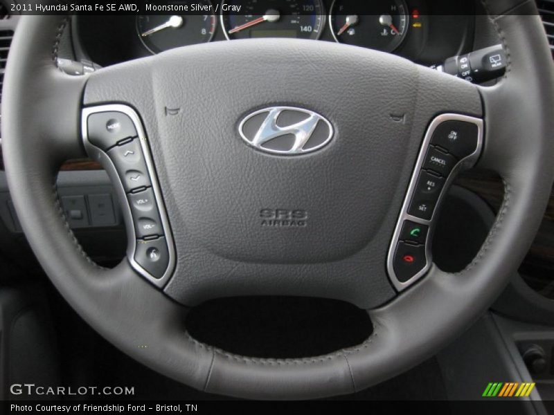 Moonstone Silver / Gray 2011 Hyundai Santa Fe SE AWD