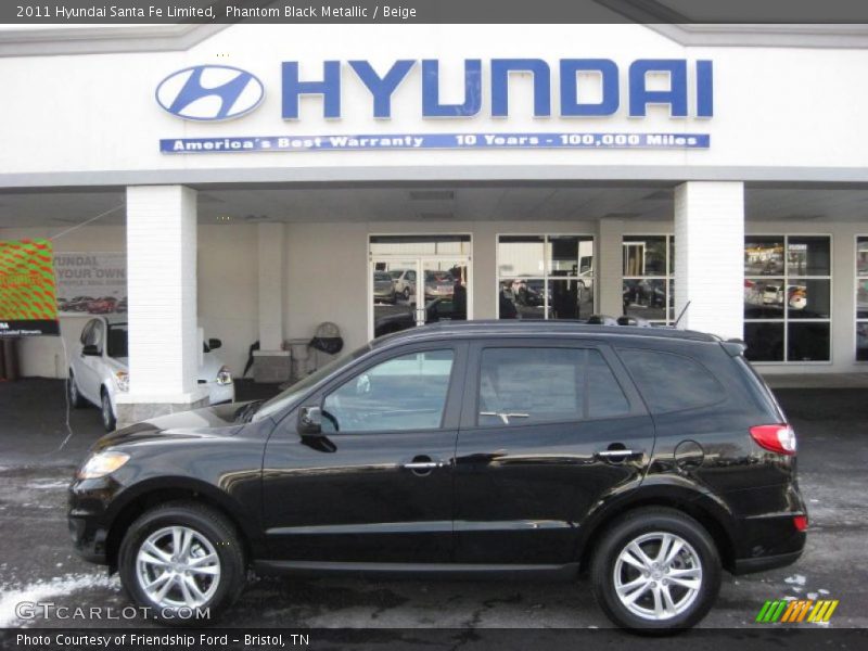 Phantom Black Metallic / Beige 2011 Hyundai Santa Fe Limited